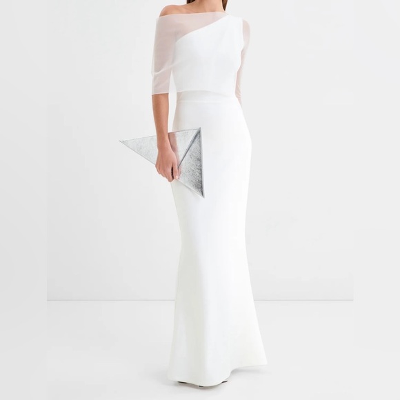 Elegant One Shoulder White Dress - Picture 8 of 16